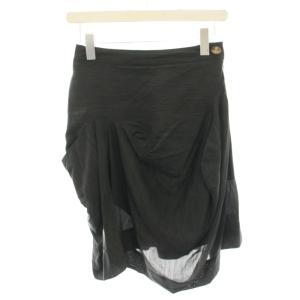 スカート ひざ丈 フレア 変形 アシンメトリー オーブ 1 チャコールグレー 357-01-24001