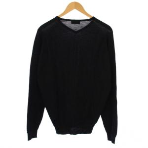 JOHN SMEDLEY ニット セーター 長袖 Vネック ウール L 黒 /BM