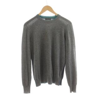 ニット セーター 長袖 ウール 46 グレー ネイビー バイカラー /RR
