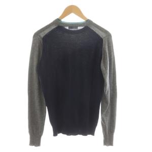 ROBERTO COLLINA ニット セーター 長袖 ウール 46 グレー ネイビー バイカラー /RR