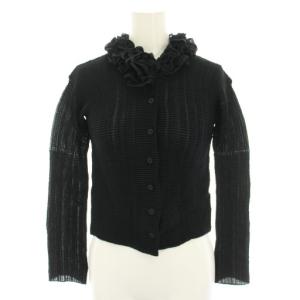 WHITE LABEL プリーツブラウス フリル 2 ブラック