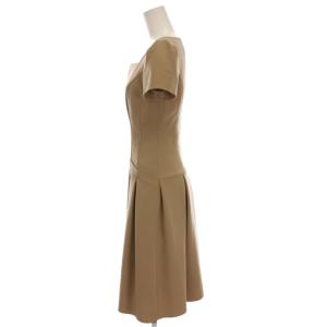 René basic ワンピース ひざ丈 スクエアネック 半袖 32 ベージュ 5416260B /YM