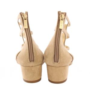 JIMMY CHOO サンダル ショートブーツ ラウンドトゥ チャンキーヒール ローヒール スエード ワンカラー 36.5 ベージュ