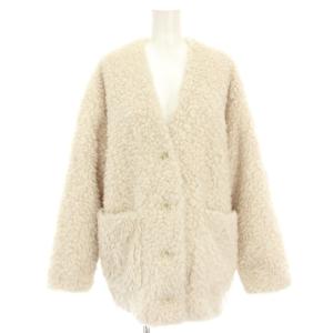 22AW プードルショートコート ボアジャケット ノーカラージャケット アウター 36 オフホワイト YR2225-101AW-2