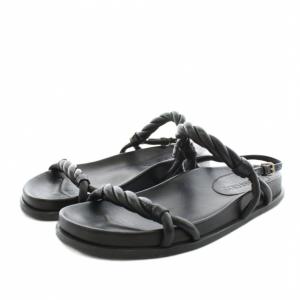 DIOSA FLAT SANDAL フラットサンダル ストラップ レザー 36 黒 ブラック /AN20