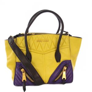 バイカー ハンドバッグ 2WAY イエロー パープル