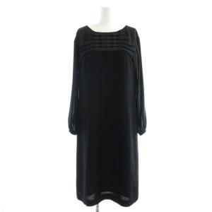 ワンピース ひざ丈 11 黒 ブラック 切替 シアー /AP