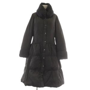 ダウンコート 9 グレー リブニット ハイネック ボリュームネック リブ袖 ティアード /AU