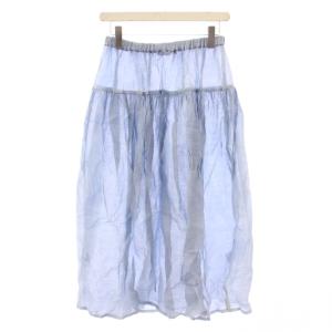 フレアスカート ギャザー イージー ミモレ ロング ウエストゴム シアー シースルー 麻 リネン混 ワンカラー
