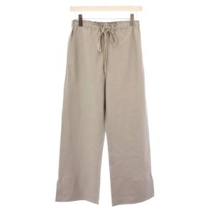 23SS コットンリネンドロストパンツ ワイド スラックス イージー ウエストゴム ワンカラー 無地 36