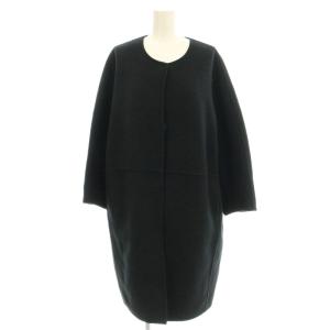 ノーカラーウールコート ロング コート F 黒 ブラック 18-020-500-4010 /G