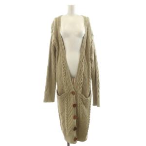 ロングカーディガン ケーブルニット ウール XS ベージュ 4HT524-4H520 /RR