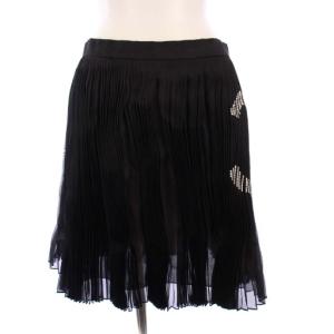 22AW プリーツスカート ココマーク シルク 38 ブラック P73180V62747