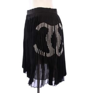 CHANEL 22AW プリーツスカート ココマーク シルク 38 ブラック P73180V62747
