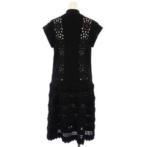 CHANEL 20SS リブニットワンピース ココマーク フリル 40 ブラック P63052K48852