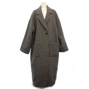 チェスターコートーコート ウール 38 黒 ブラック 白 ホワイト グレー チェック柄 千鳥格子 GAO-51560-5
