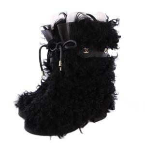 シアリング シープスキン ハーフブーツ ココマーク 38C ブラック G38107