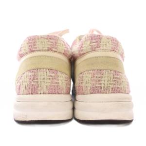 CHANEL ローカットスニーカー ココマーク ツイード 38 ピンク アイボリー ベージュ