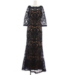 総レース ロングドレス ワンピース 4 ネイビー ベージュ ALX1812LXY