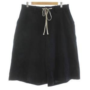 ハーフパンツ ワイド ジップフライ 2 黒 ブラック /KU