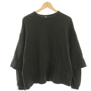 LAYERED SWEAT レイヤードビッグシルエットスウェット トレーナー 長袖 M チャコールブラック