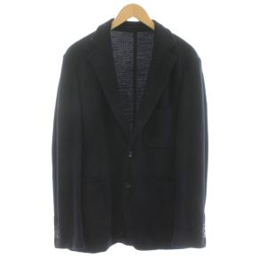 テーラードジャケット ニット ウール 48 黒 ブラック /KU