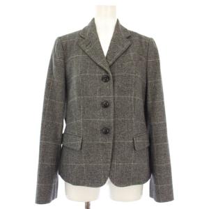 テーラードジャケット ブレザー チェック柄 ウール 42 グレー /TK