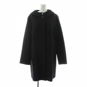 ウールコート フード ミドル丈 比翼ボタン 44 黒 ブラック G7B10-641-09 /KU