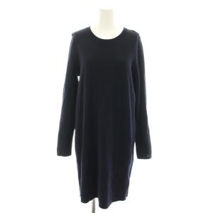 ニットワンピース ひざ丈 長袖 裏側総ロゴ S 紺 ネイビー WWOWW26521 /YT
