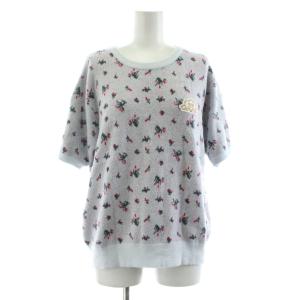 SNIDEL HOME ニット 半袖 花柄 ルームウェア F 水色 ピンク /KU