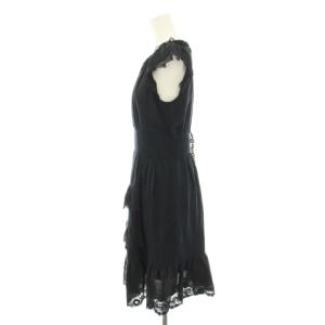 MARC by MARC JACOBS ワンピース ひざ丈 半袖 フレンチスリーブ レース 花柄 ピンタック 絹 シルク混 2 黒 ブラック M193327