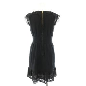 MARC by MARC JACOBS ワンピース ひざ丈 半袖 フレンチスリーブ レース 花柄 ピンタック 絹 シルク混 2 黒 ブラック M193327