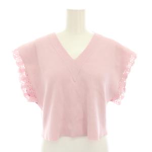 コットン cotton ベスト プルオーバー Vネック レース 1 ピンク 20438 /YT