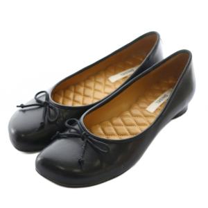 パンプス バレエシューズ L 24.5cm 黒 ブラック リボン /AQ OS