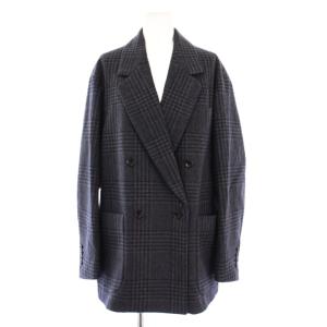 ダブルブレストジャケット テーラード アウター 総裏地 チェック柄 ウール 38 グレー 21010220605040