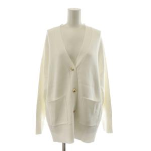 25SS スムースカーディガン 長袖 白 ホワイト Vネック ポケット /RR