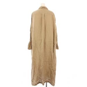 REMI RELIEF シャツワンピース マキシ ロング 長袖 オープンカラー ワンカラー 麻 リネン S ベージュ /BB
