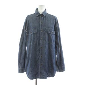 シャンブレーシャツ 長袖 コットン 紺 ネイビー /KU