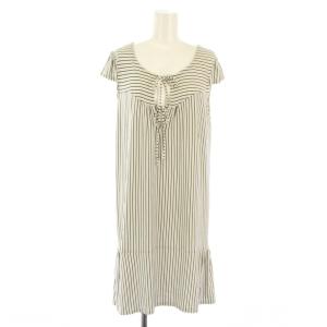 ワンピース チュニック 半袖 ひざ丈 ボーダー柄 40 白 黒 /TK