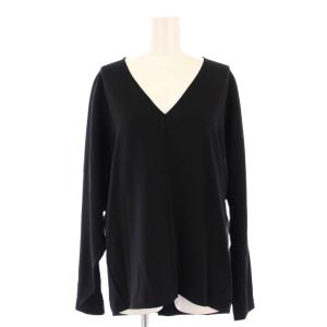 25SS トリアセジョーゼット Vネック プルオーバー ブラウス カットソー 長袖 黒 ブラック 25051500402010