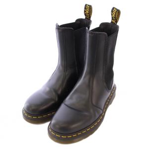 Dr.Martens チェルシーブーツ サイドゴア ショート 厚底 レザー 切替 バイカラー UK5 黒 ブラック 黄色 イエロー