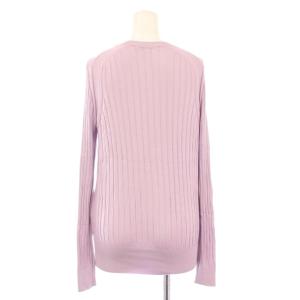 SLOANE 18Gシルクワイドリブ長袖クルーネック ニット ストレッチ 薄手 ワンカラー 2 紫 パープル SL3S-106