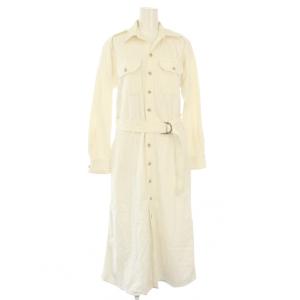 シャツワンピース 長袖 ロング ベルト XS 白 ホワイト /TK