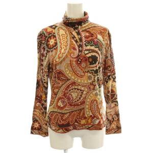 FASHION カットソー ハイネック 花柄 シャツ 長袖 L 茶 ブラウン 0369110 /G