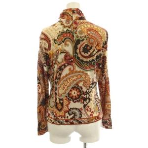 LEONARD FASHION カットソー ハイネック 花柄 シャツ 長袖 L 茶 ブラウン 0369110 /G