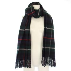 Johnstons of Elgin ジョンストンズ オブ エルガン ストール マフラー カシミヤ チェック柄 緑 紺 /TK