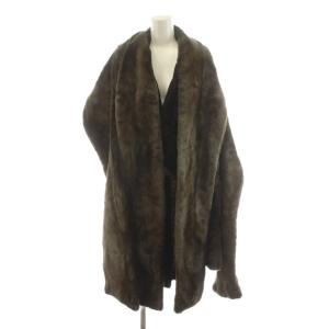 毛皮コート ファーコート ロング丈 切替 アウター 黒 ブラック 茶 ブラウン /AN69