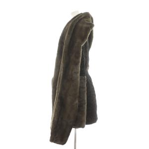 LUNA MATTINO 毛皮コート ファーコート ロング丈 切替 アウター 黒 ブラック 茶 ブラウン /AN69