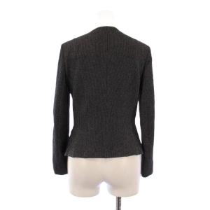 EPOCA ノーカラージャケット アウター シングル ショート丈 ストレッチ ウール混 38 黒 ブラック グレー