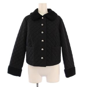 25年製 キルティングジャケット フェイクパール 34 ブラック